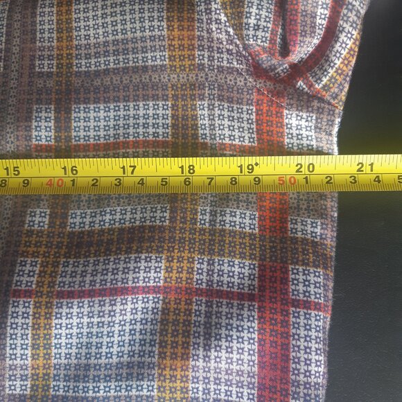 ETRO 39 SZ M Lightweight Cotton Men's Button Up Shirt, Red, Gold, Tan & Navy - Picture 11 of 15